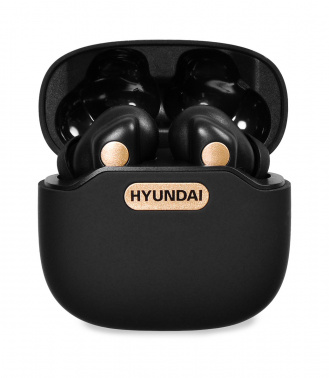 Гарнитура вкладыши Hyundai H-EP300 черный беспроводные bluetooth в ушной раковине