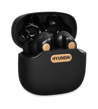 Гарнитура вкладыши Hyundai H-EP300 черный беспроводные bluetooth в ушной раковине