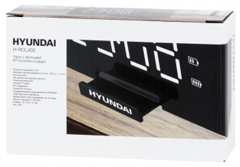 Будильник Hyundai H-RCL400 черный LED подсв:белая без радио